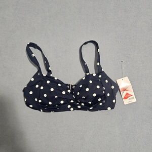 Lands' End Navy and White Polka Dot Bikini Top
